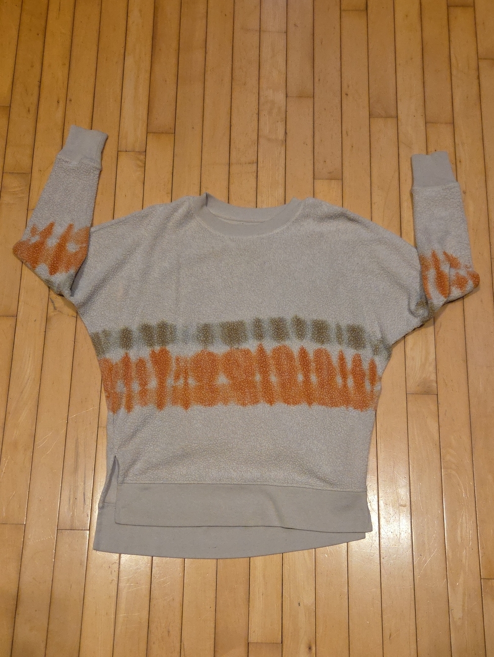Cozy Gray Tie-Dye Stripe Pullover